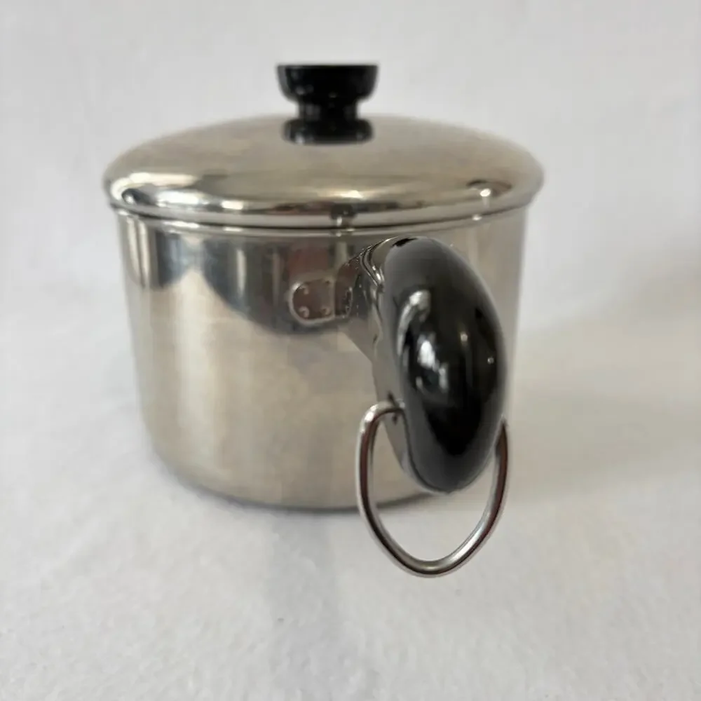 Revere Ware 1 QT Saucepan Pot & Lid Clinton 97C Aluminum Disc Bottom Stainless